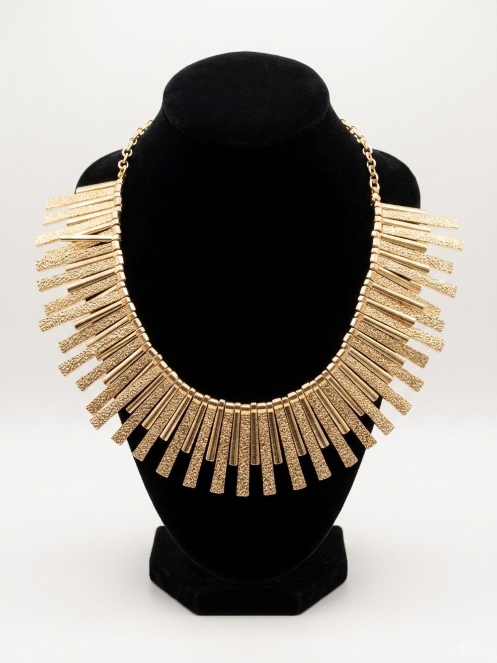 Gold Statement Fringe Bib Necklace - Women Jewelry